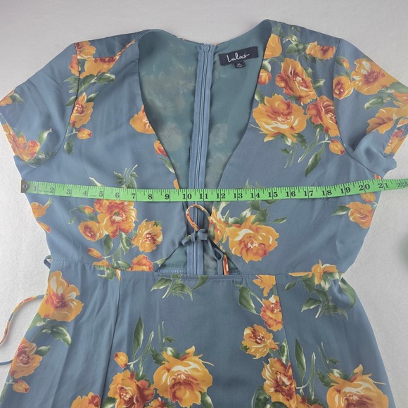 Lulus 19G Best Day of My Life Dusty Sage Floral‎ Print Midi Dress Tie Front XL - Picture 9 of 12